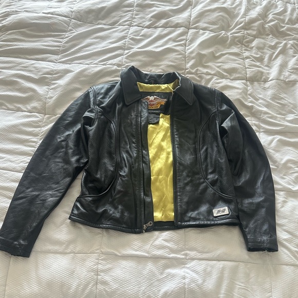 Harley-Davidson Jackets & Blazers - Black Harley Davidson Leather Jacket with Yellow Lining genuine leather